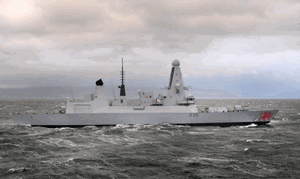 HMS Dragon during recent sea trials.